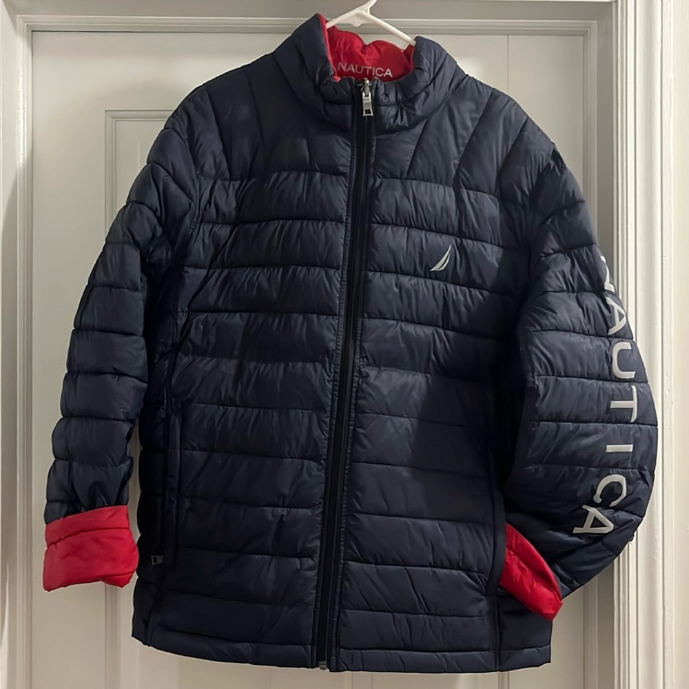 Nautica Men’s Reversible Puffer Navy Blue /Red Jacket Coat Size XL